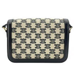 Celine leather bag canvas Teen White Triomphe hardware black